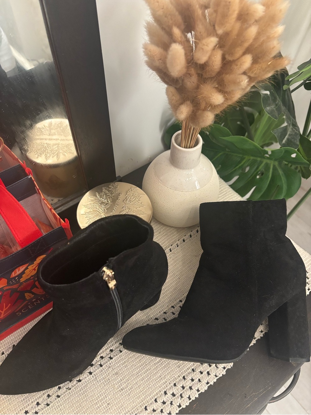 Call It Spring Black Suede Block Heel Ankle Booties